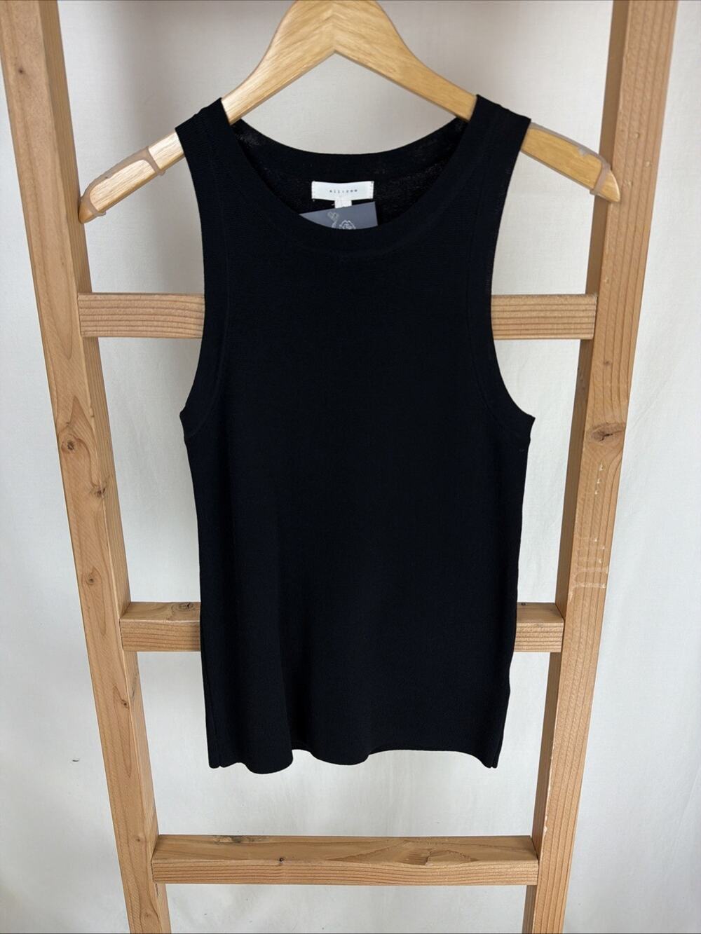NWT All Row Black Viscose Blend Tank Textured #0997 Size MED